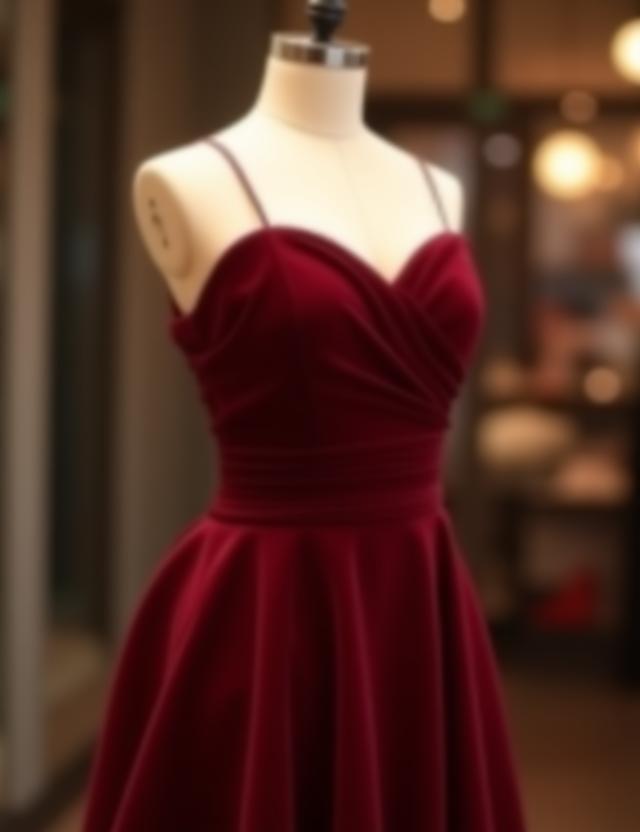 Vestido de fiesta en color burdeos